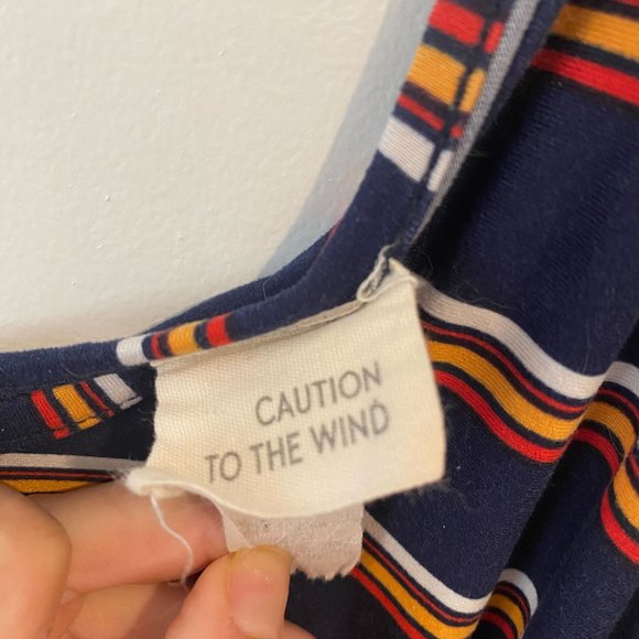 Caution‎ to the Wind Navy Striped Pants Romper - Size Small - Picture 3 of 5